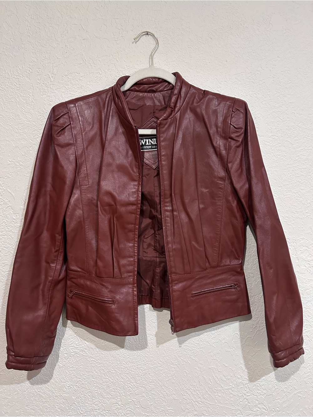 Burgundy Leather Jacket for Women
